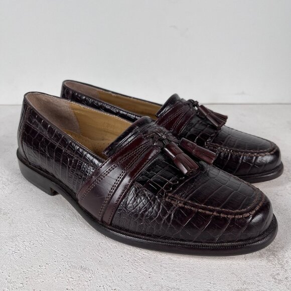 Giorgio Brutini Mens Brown Textured Leather Tassle Loafers Sz 7.5 - Picture 1 of 8